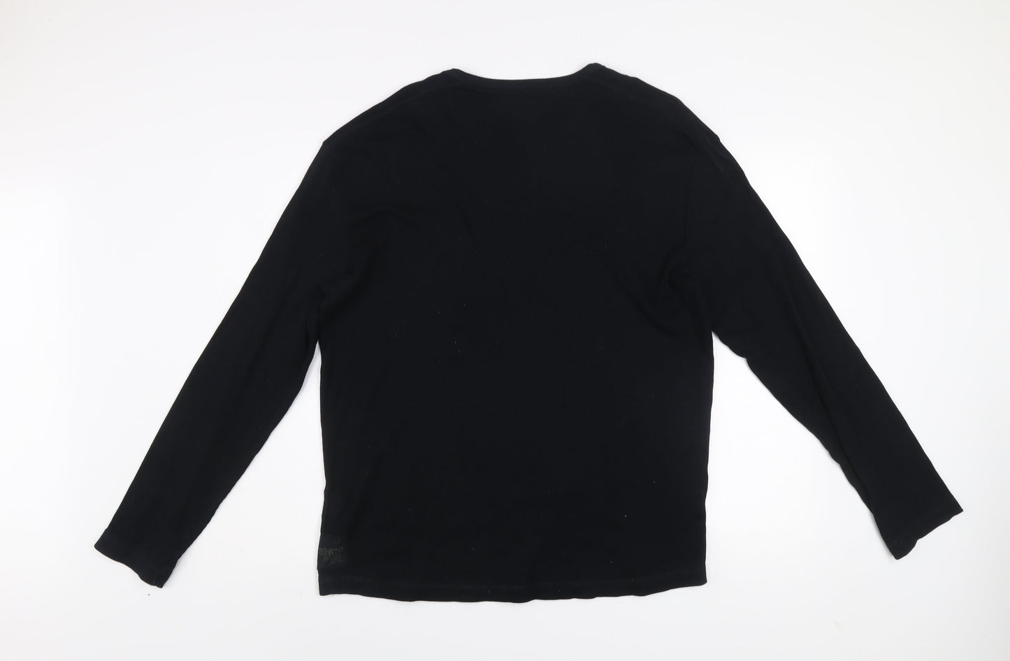 Next Men's Black Long Sleeve Crew Neck Cotton T-Shirt XL