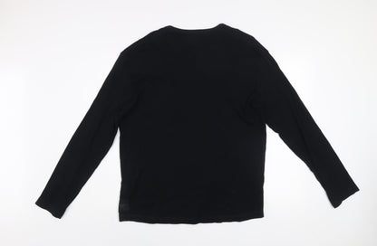 Next Men's Black Long Sleeve Crew Neck Cotton T-Shirt XL