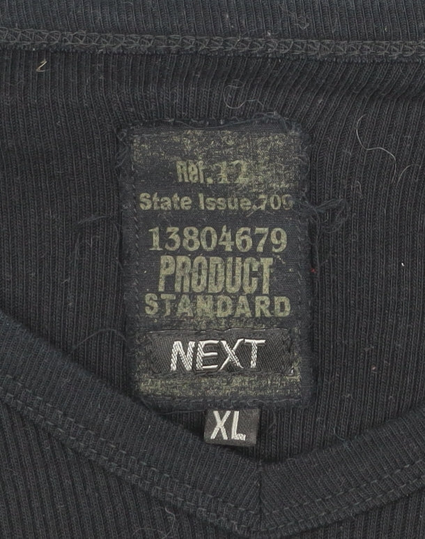 Next Men's Black Long Sleeve Crew Neck Cotton T-Shirt XL