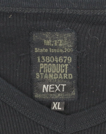 Next Men's Black Long Sleeve Crew Neck Cotton T-Shirt XL