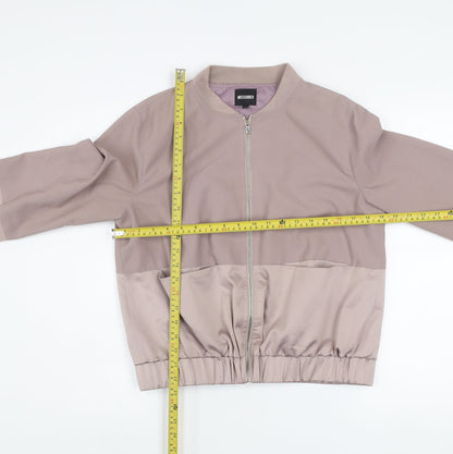 Missguided Women’s Beige Bomber Jacket Size 10 Zip Elastic Waist