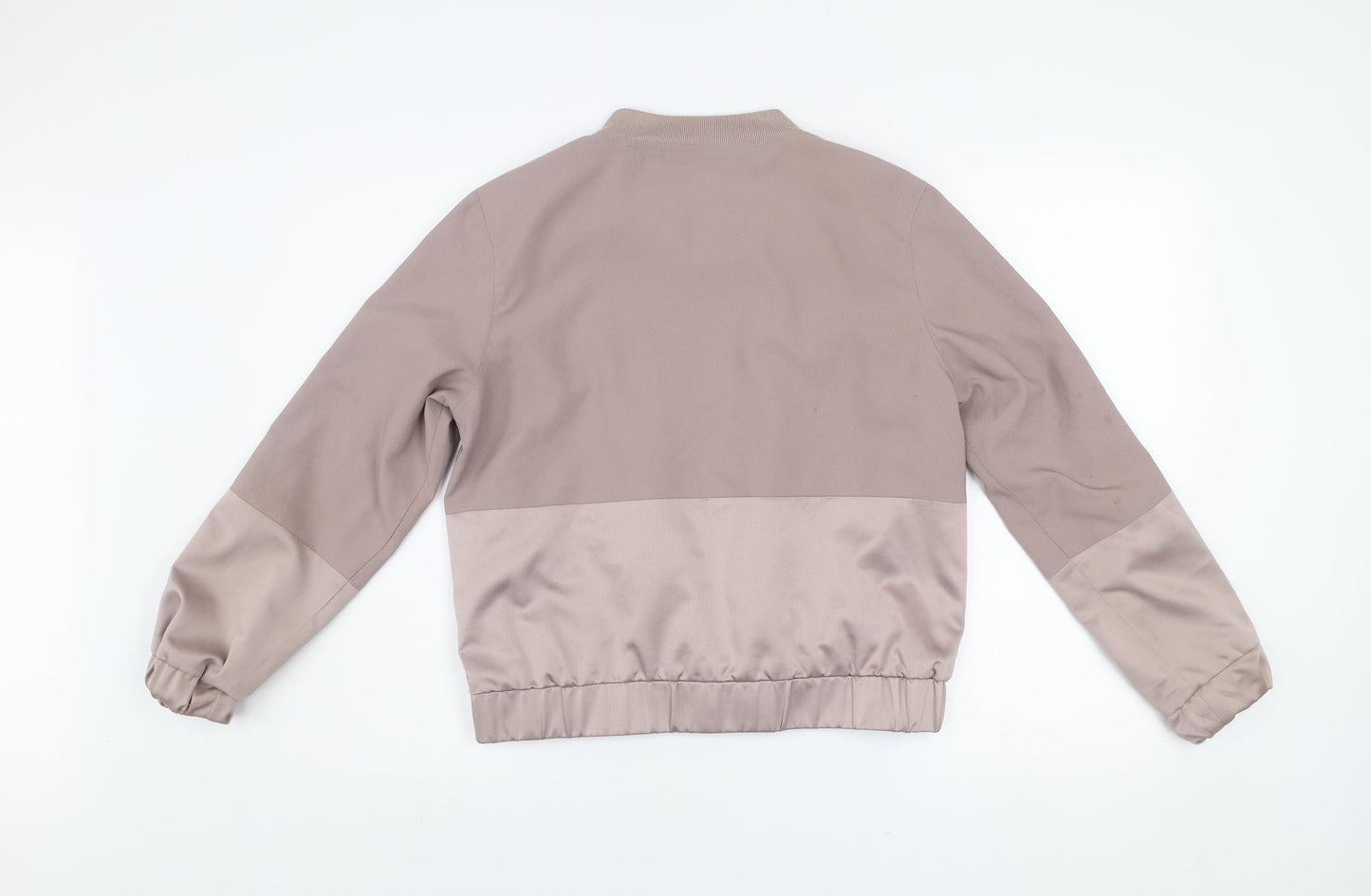 Missguided Women’s Beige Bomber Jacket Size 10 Zip Elastic Waist