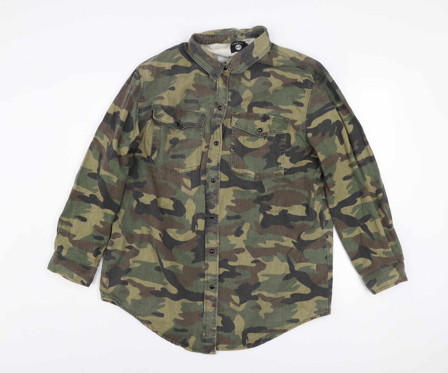 Boohoo Women’s Camouflage Cotton Blend Military Jacket UK 16