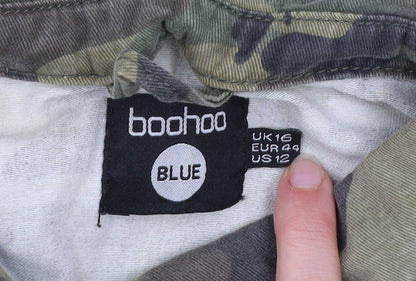 Boohoo Women’s Camouflage Cotton Blend Military Jacket UK 16