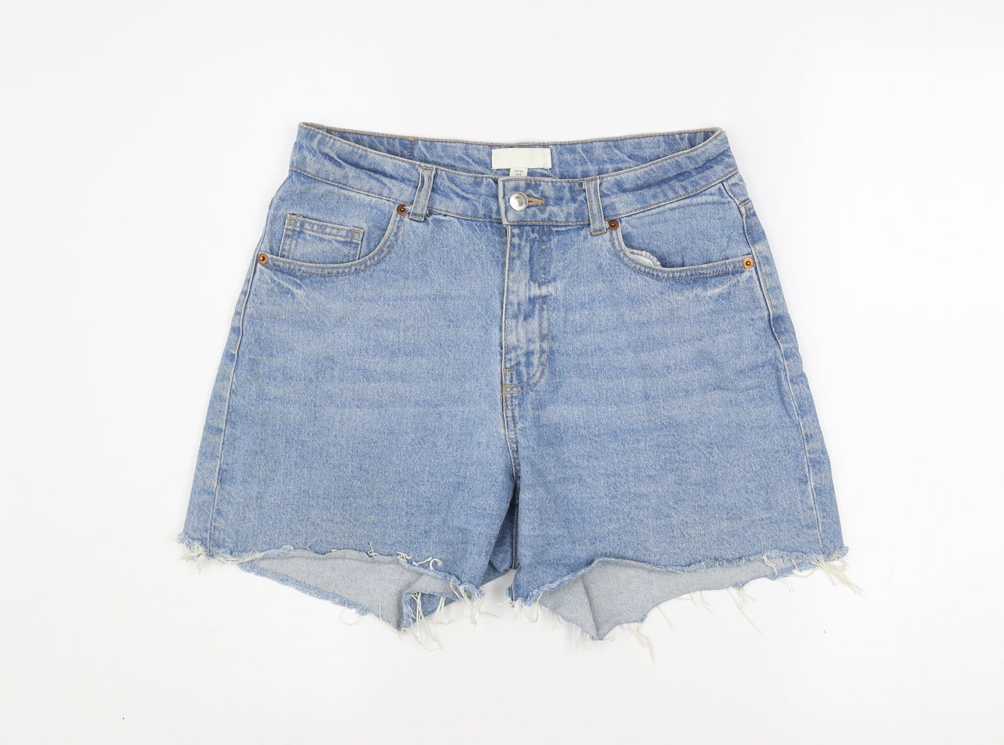 H&M Women Blue Denim Cut-Off Shorts Size 12 High Rise