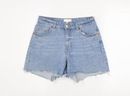 H&M Women Blue Denim Cut-Off Shorts Size 12 High Rise