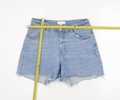 H&M Women Blue Denim Cut-Off Shorts Size 12 High Rise