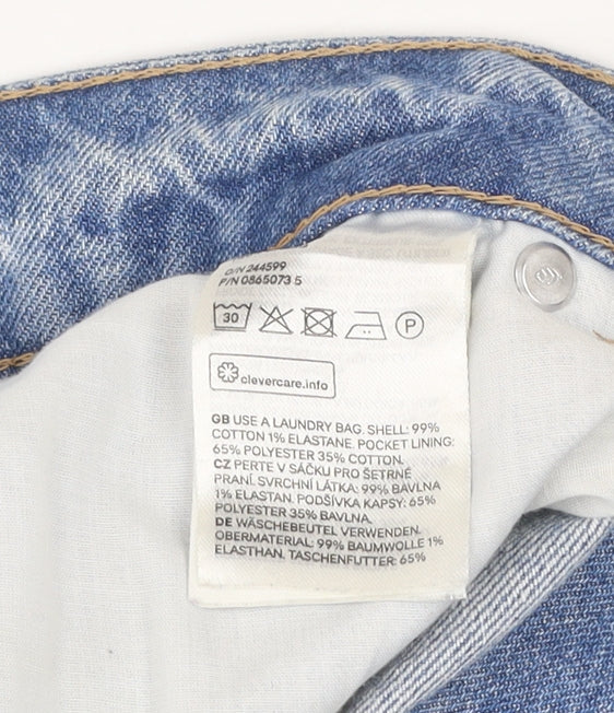 H&M Women Blue Denim Cut-Off Shorts Size 12 High Rise