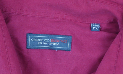 Greenwoods Essentials Men's Red Long Sleeve Button-Up Shirt 17.5in Classic Fit