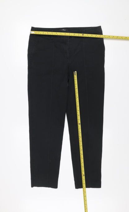 Next Women Black Slim Fit Tailored Cotton Trousers Size 12