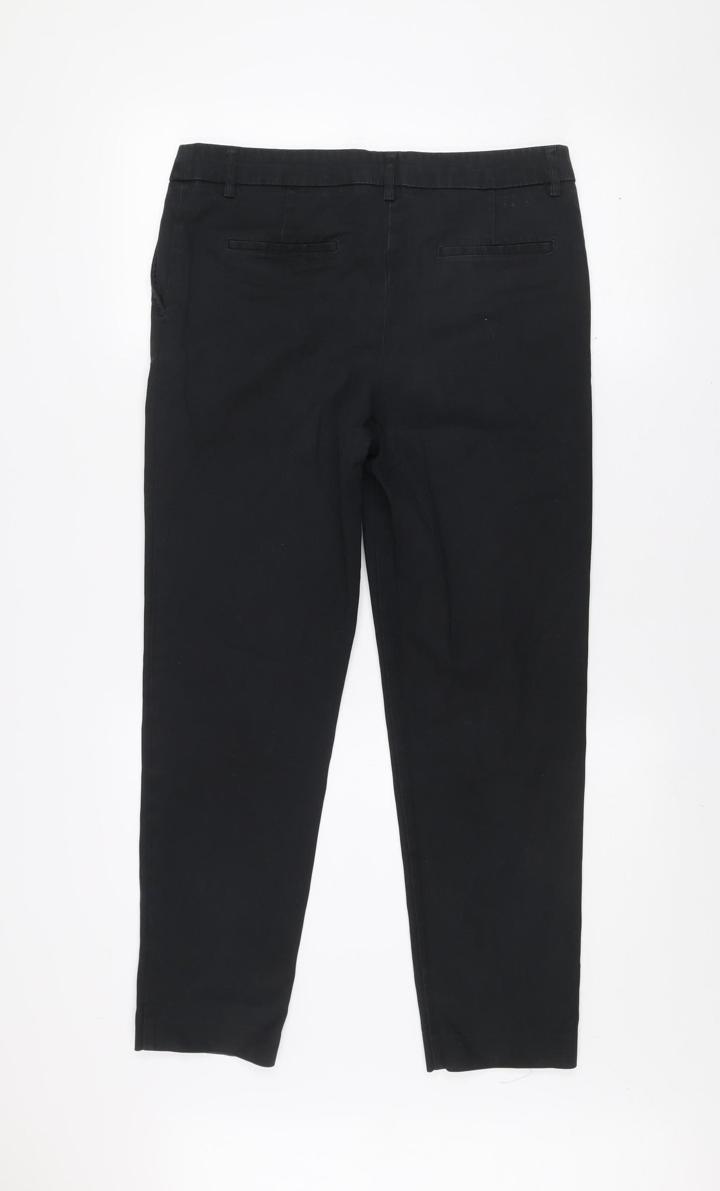 Next Women Black Slim Fit Tailored Cotton Trousers Size 12