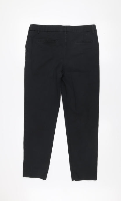 Next Women Black Slim Fit Tailored Cotton Trousers Size 12