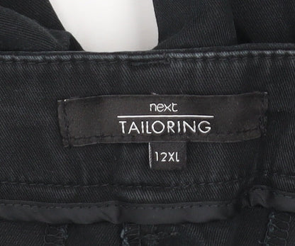 Next Women Black Slim Fit Tailored Cotton Trousers Size 12