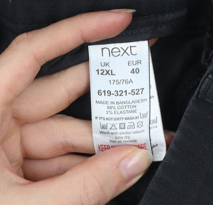 Next Women Black Slim Fit Tailored Cotton Trousers Size 12