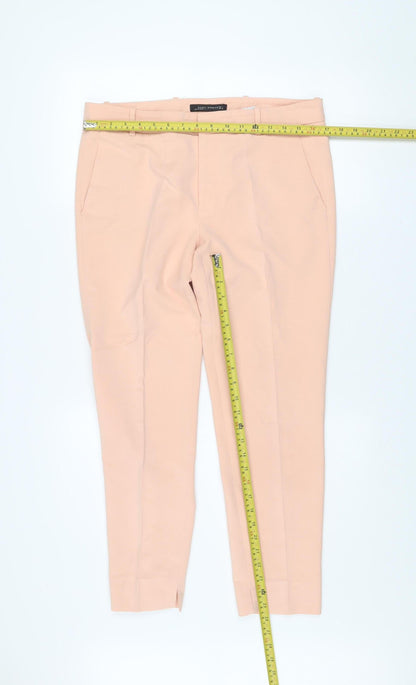 Womens UK Size L Zara Slim Fit Cropped Beige Trousers
