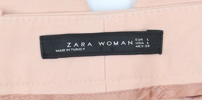 Womens UK Size L Zara Slim Fit Cropped Beige Trousers
