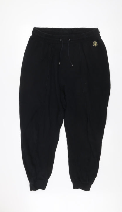 River Island Men's Black Jogger Sweatpants L Cotton Tapered Fit
