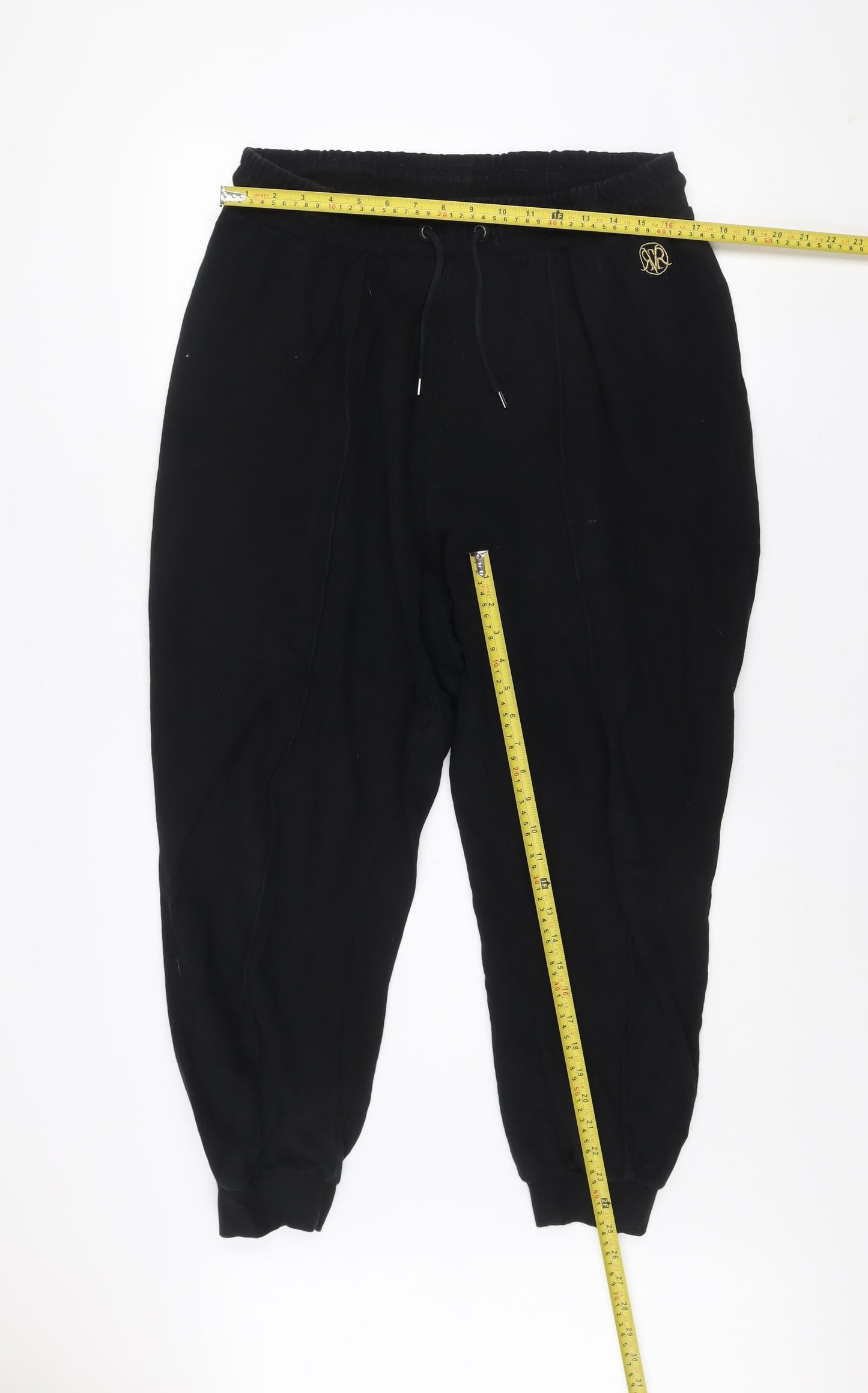 River Island Men's Black Jogger Sweatpants L Cotton Tapered Fit
