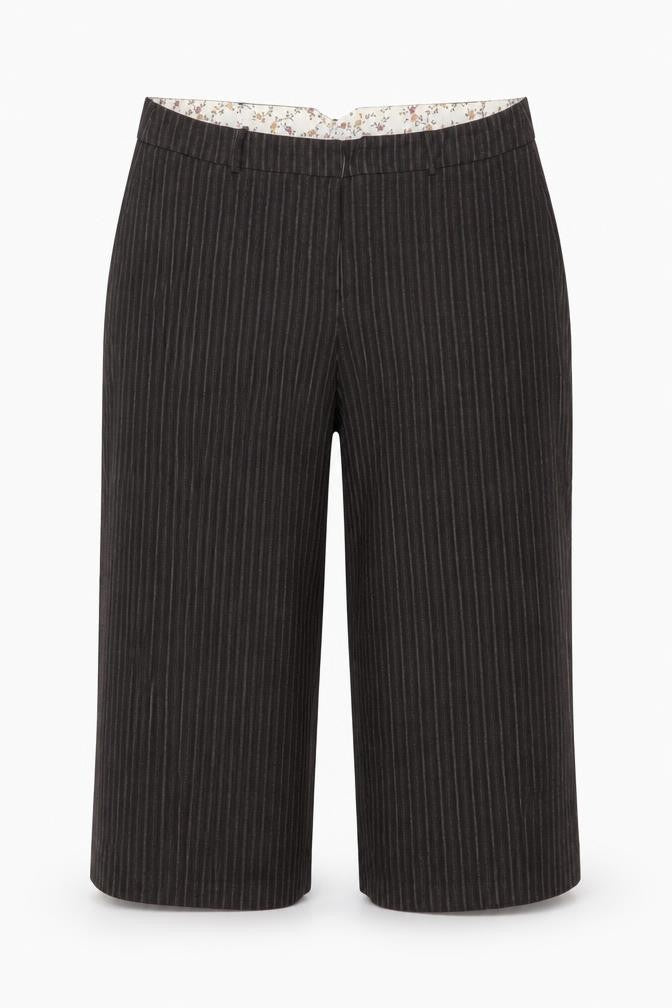 Amaranto Women’s Brown Pinstripe Cropped Wide-Leg Trousers Size 16