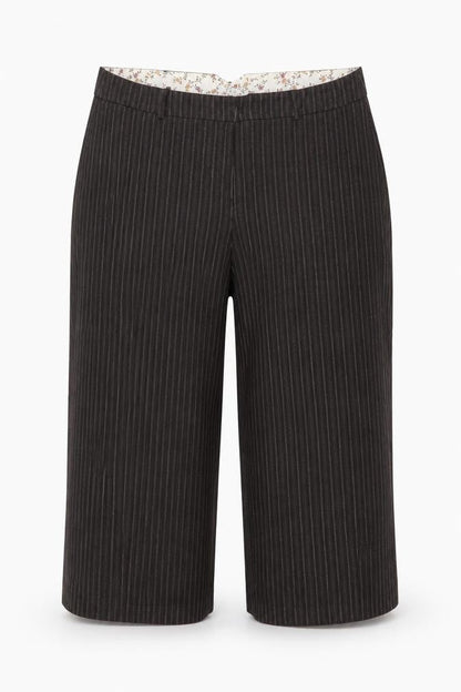 Amaranto Women’s Brown Pinstripe Cropped Wide-Leg Trousers Size 16