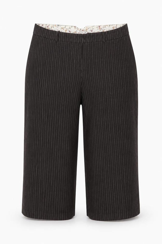 Amaranto Women’s Brown Pinstripe Cropped Wide-Leg Trousers Size 16