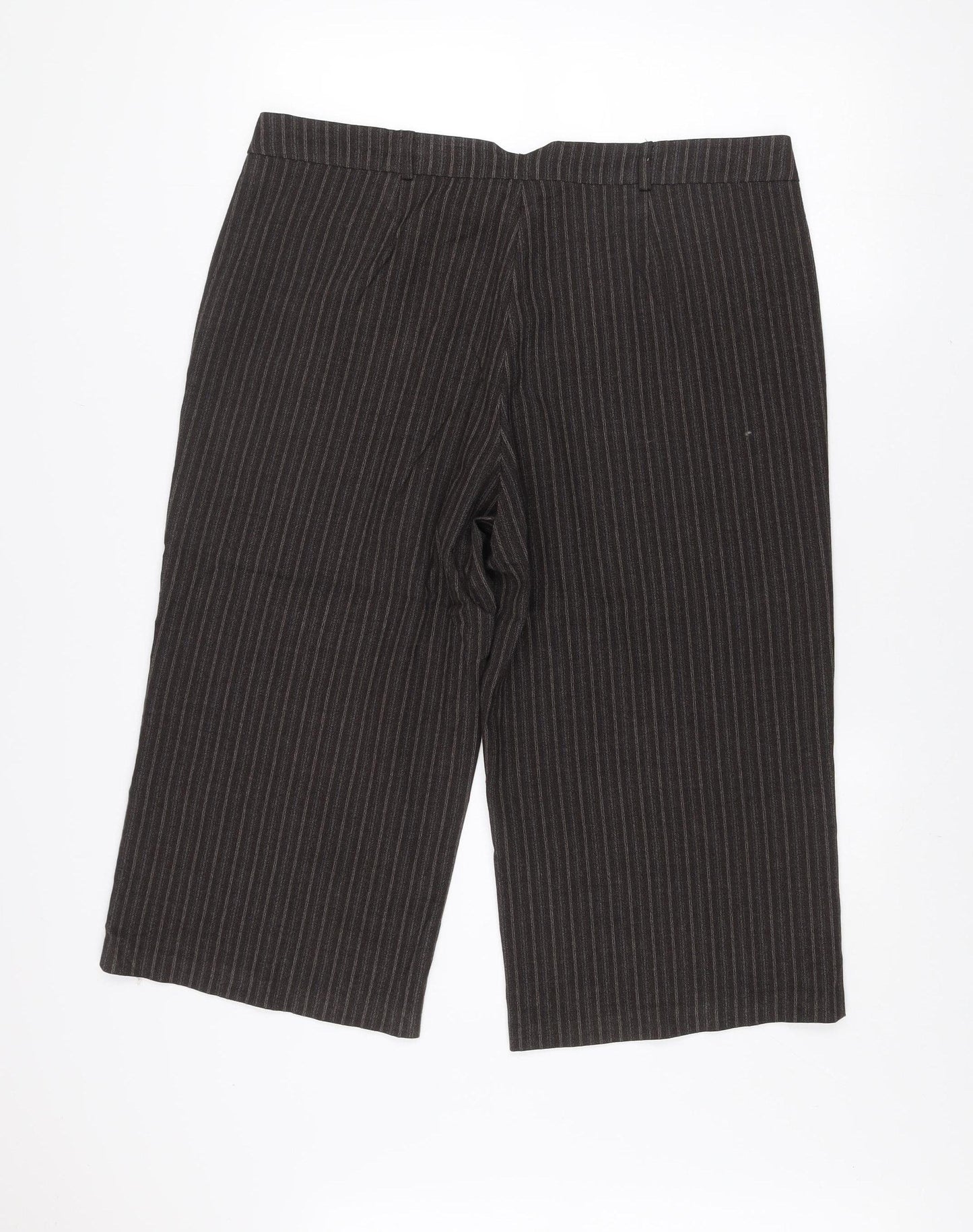 Amaranto Women’s Brown Pinstripe Cropped Wide-Leg Trousers Size 16