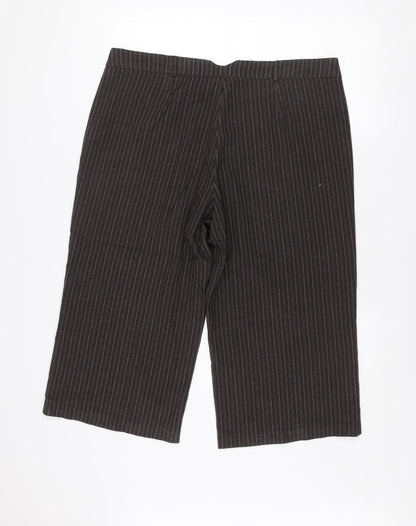 Amaranto Women’s Brown Pinstripe Cropped Wide-Leg Trousers Size 16