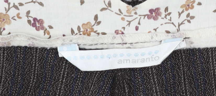 Amaranto Women’s Brown Pinstripe Cropped Wide-Leg Trousers Size 16