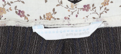 Amaranto Women’s Brown Pinstripe Cropped Wide-Leg Trousers Size 16