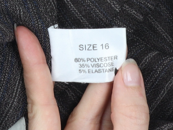 Amaranto Women’s Brown Pinstripe Cropped Wide-Leg Trousers Size 16