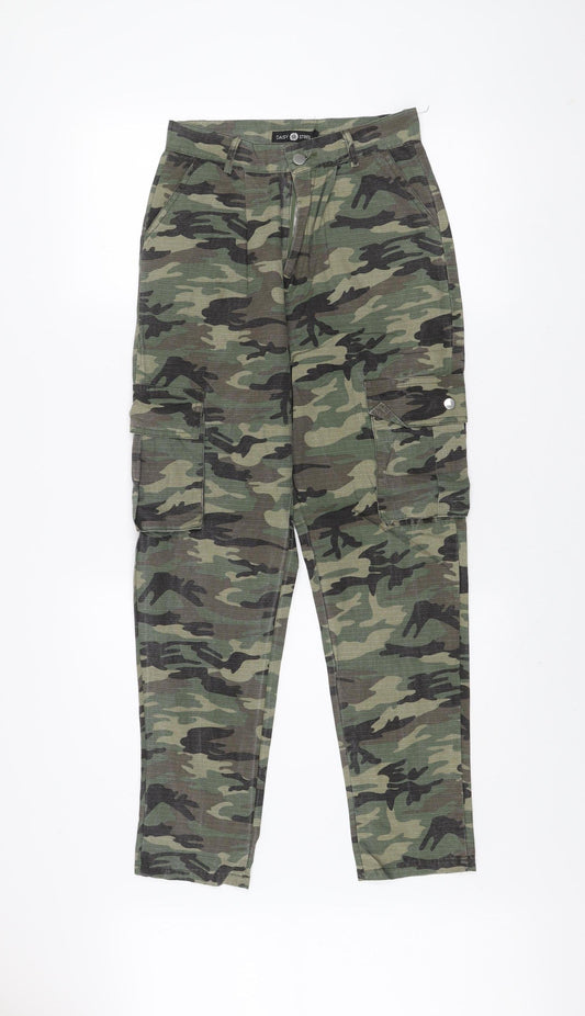 Daisy Street Womens Green Camouflage Cargo Trousers Size 6