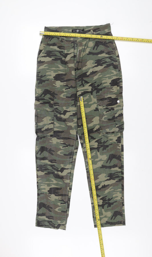 Daisy Street Womens Green Camouflage Cargo Trousers Size 6