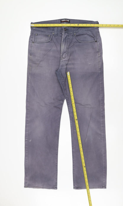 Kirkland Signature Men's Grey Chino Trousers Straight Leg 34W 32L
