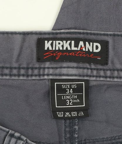 Kirkland Signature Men's Grey Chino Trousers Straight Leg 34W 32L