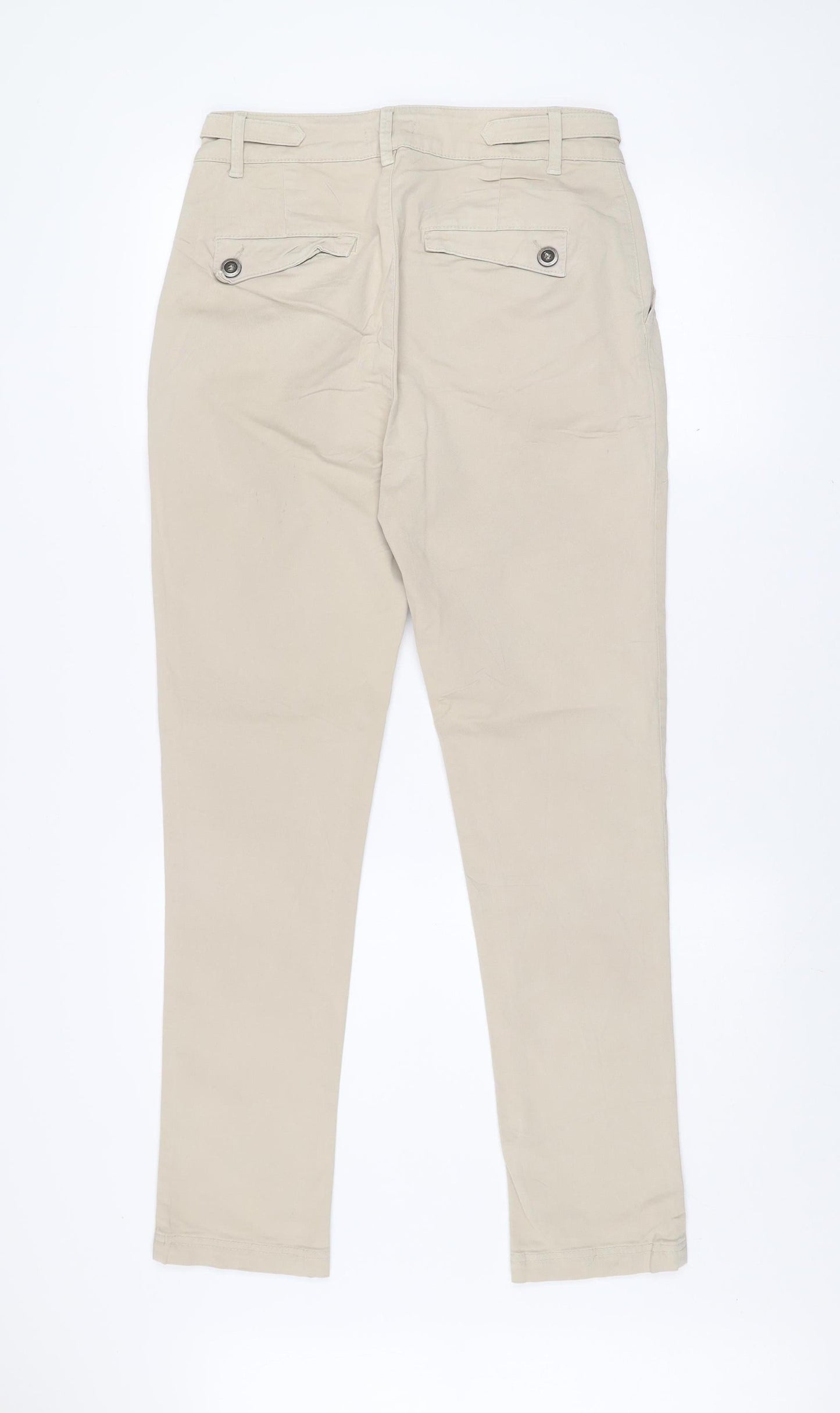 Whistles Women Beige Chino Trousers UK 10 Cotton Blend Stretch