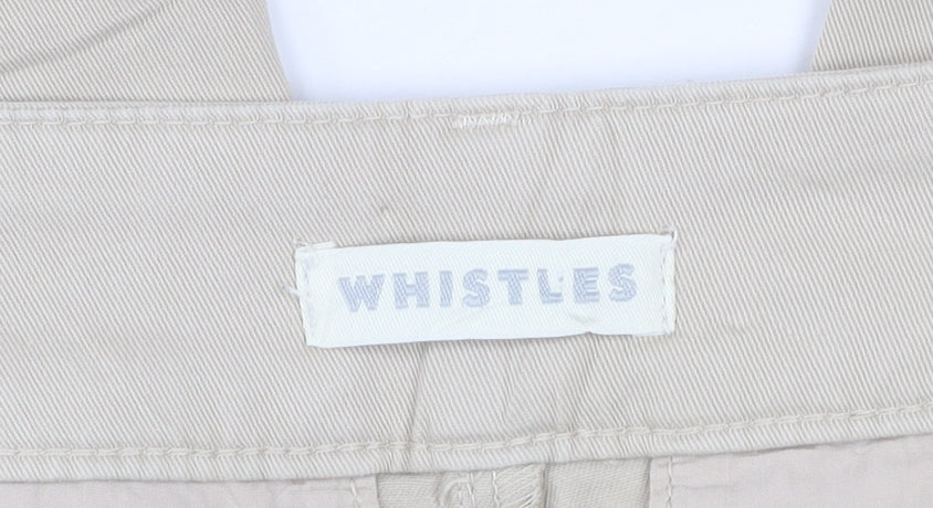 Whistles Women Beige Chino Trousers UK 10 Cotton Blend Stretch