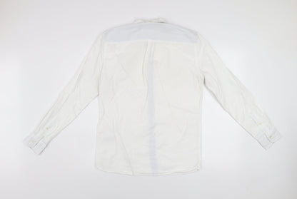 Next Men's White Cotton Button-Up Casual Shirt Small Regular Fit