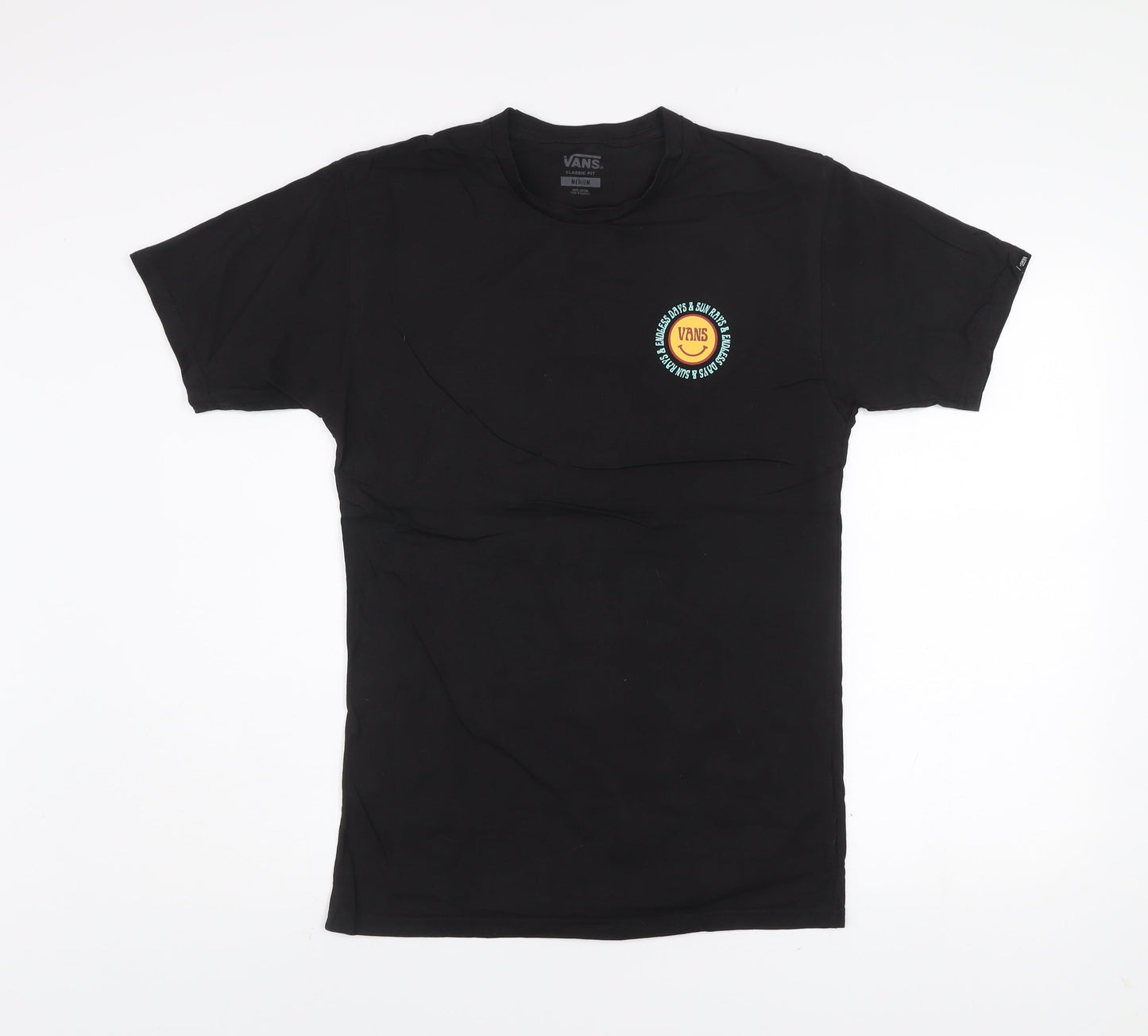 Vans Men's Black Classic Fit Graphic T-Shirt Medium Cotton Retro Style