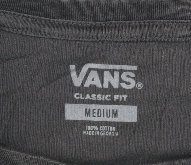 Vans Men's Black Classic Fit Graphic T-Shirt Medium Cotton Retro Style