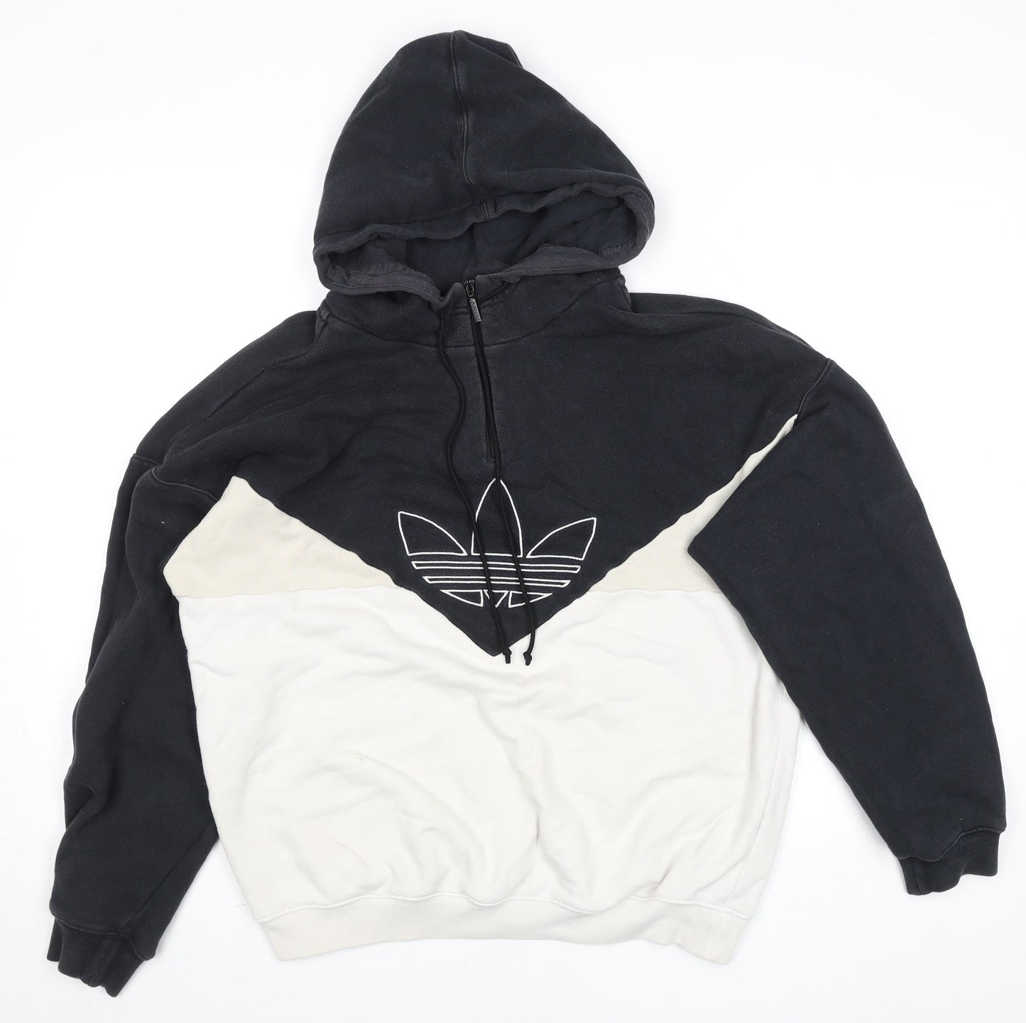 Adidas Womens Black & White OG Pullover Hoodie Size 8 Cotton Blend