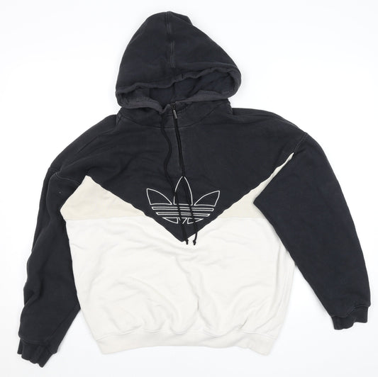 Adidas Womens Black & White OG Pullover Hoodie Size 8 Cotton Blend