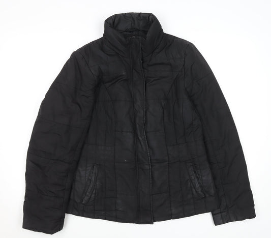 M&Co Women's Black Size 14 Puffer Jacket Polyester Mid-Length