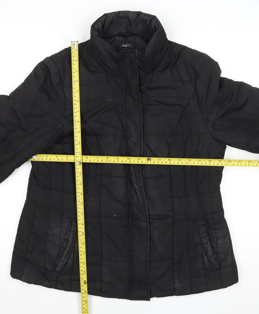 M&Co Women's Black Size 14 Puffer Jacket Polyester Mid-Length