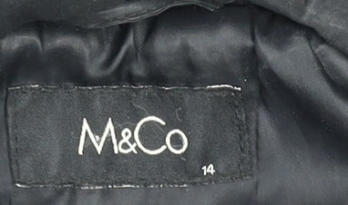 Womens UK Size 14 M&Co Black Puffer Jacket