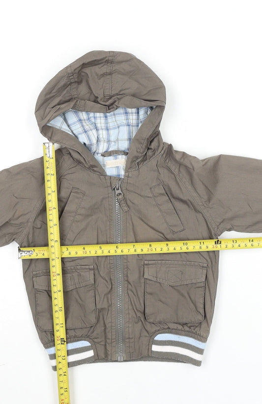 Bornbliss Unisex Baby Brown 9-12 Months Hooded Bomber Jacket Cotton