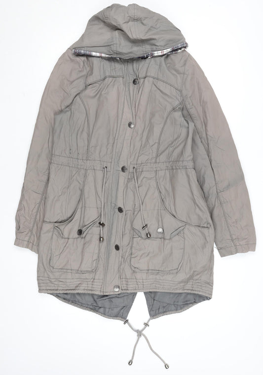 Mantaray Women’s Grey Hooded Parka Coat Size 14 Drawstring Long