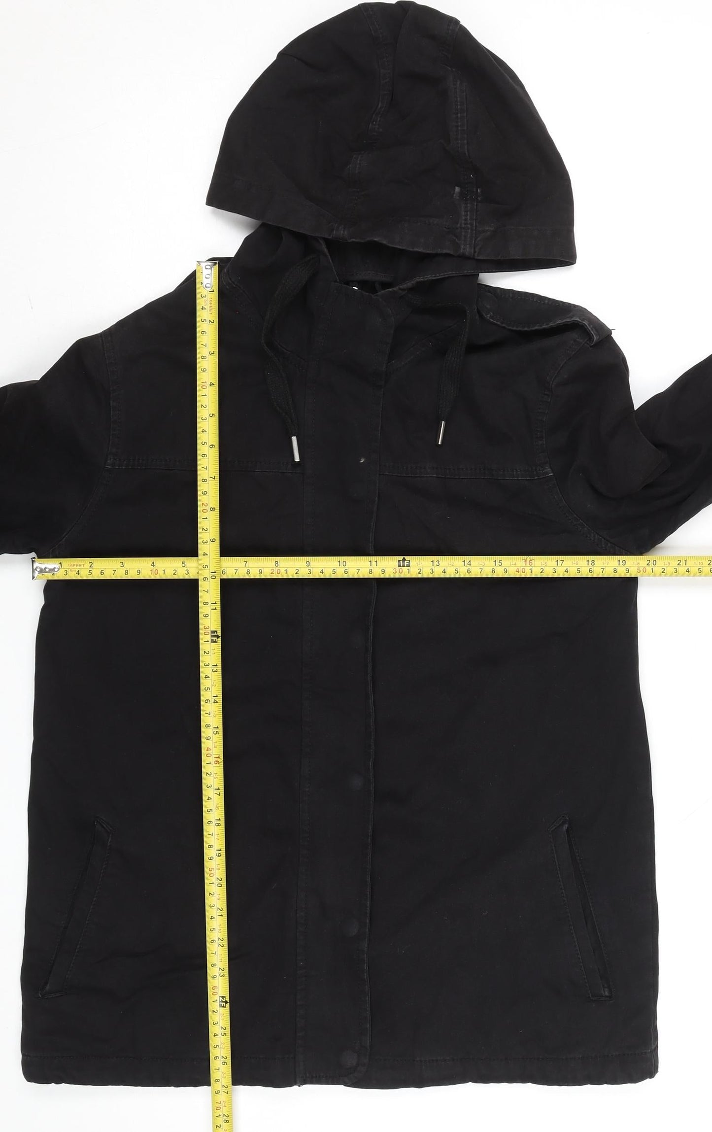 Womens UK Size 10 Topshop Black Parka Coat