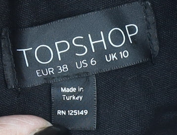 Womens UK Size 10 Topshop Black Parka Coat
