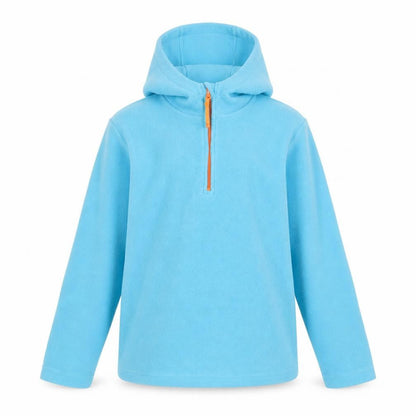 Front view of Mountain Warehouse girls’ blue fleece pullover hoodie 11-12 years
