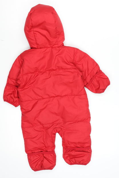 Columbia Unisex Baby Red Puffer Snowsuit 3-6 Months Hooded Winter Down